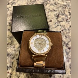 Michael Kors Gold Women's Watch with Pearl face and diamonds